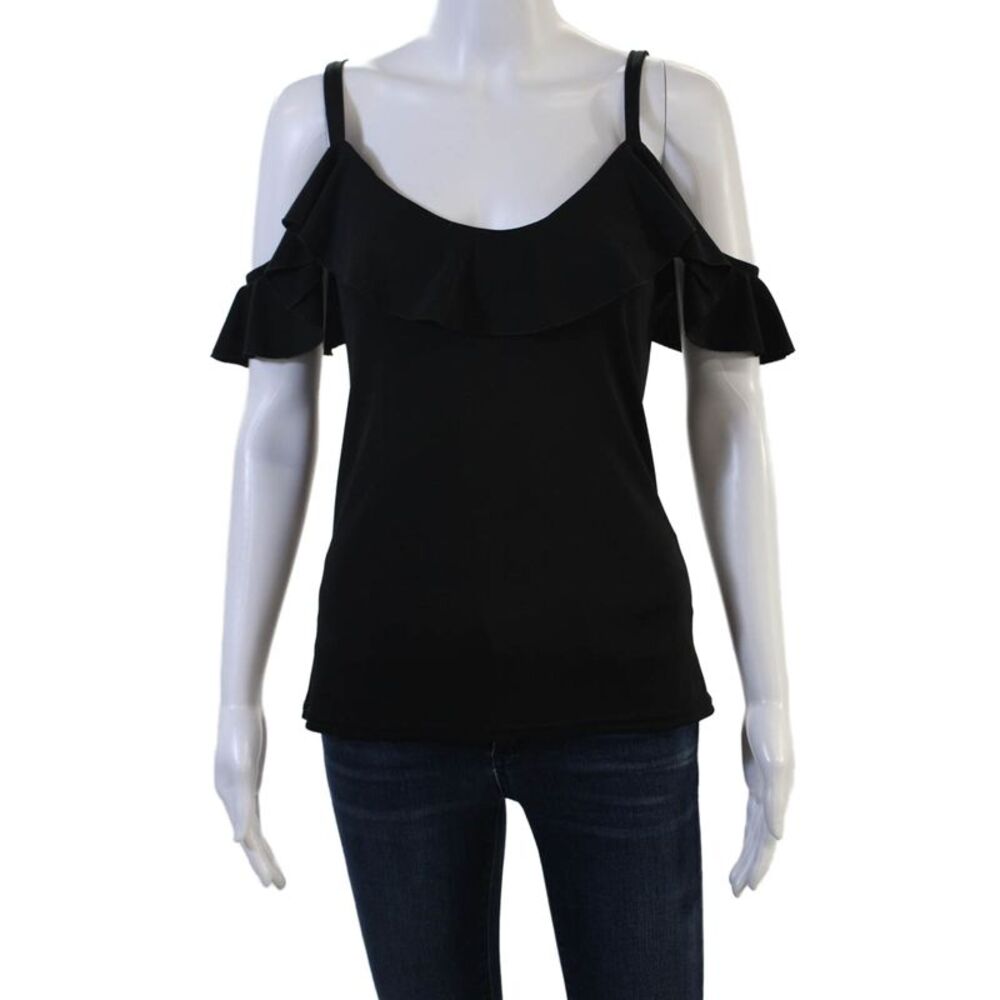Fifilles Womens Black Sleeveless Round Neck Solid Polyester Tank Size S